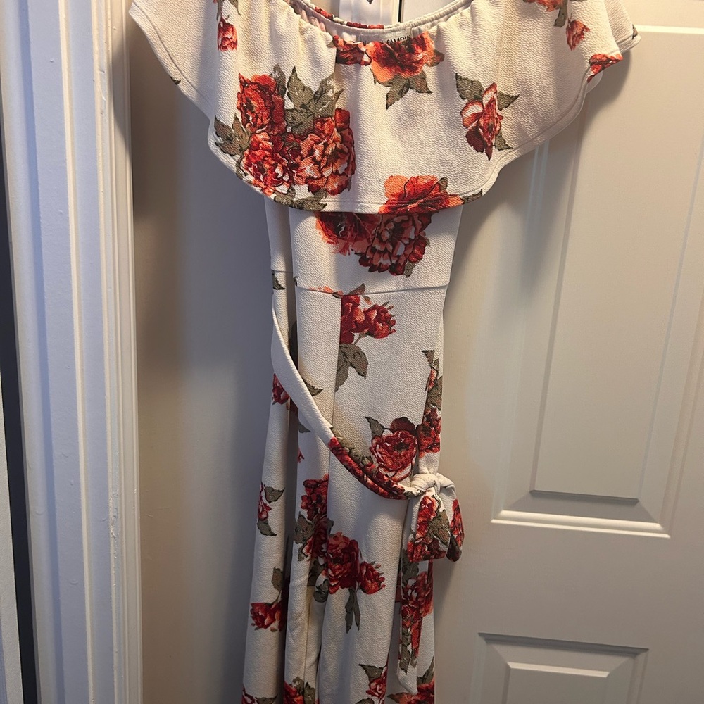 Almost Famous Floral Off-Shoulder Jumpsuit